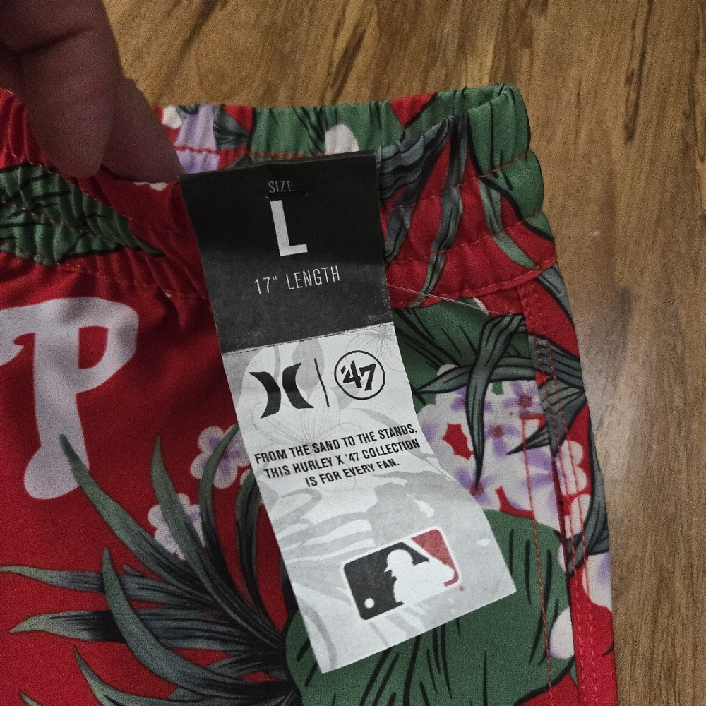 '47 Hurley Phillies MLB Men Large Swim Shorts With Drawstring NWT 092025 - Picture 4 of 8